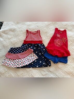 jumping beans Red, White & Blue Star Stripe Dress Set